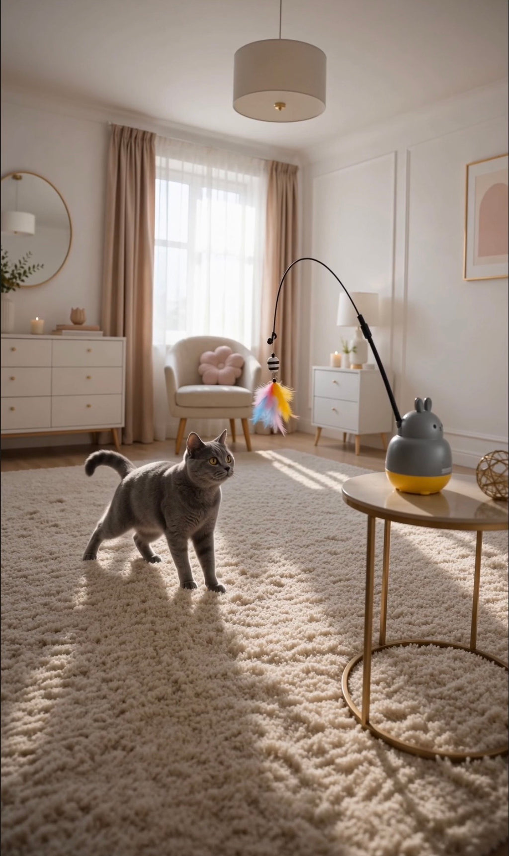 Interactive Feather Wand Cat Toy — Self-Play Kitten Fishing Rod