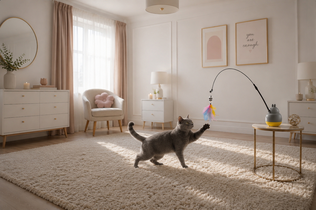 Interactive Feather Wand Cat Toy — Self-Play Kitten Fishing Rod