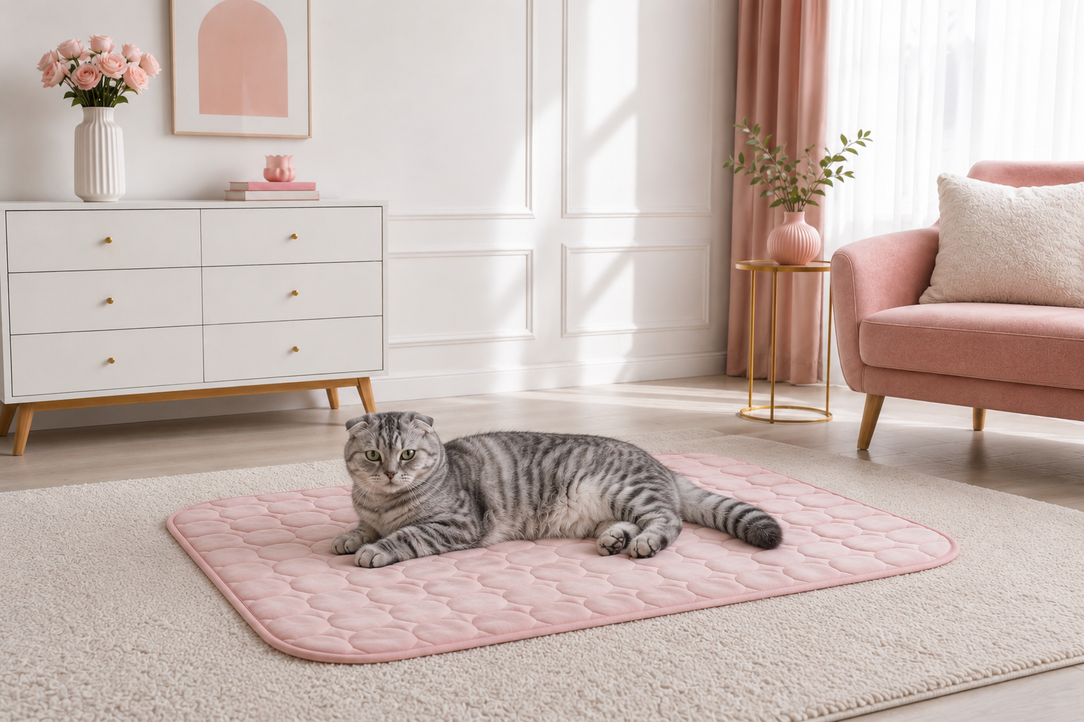 Summer Cooling Mat — Self-Cooling Breathable Ice Pad Pink